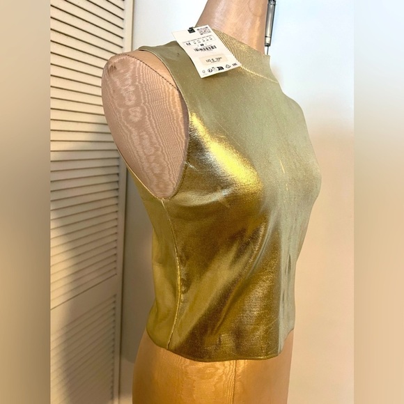 🔥🔥zara Gold metallic top NWOT - Picture 3 of 7